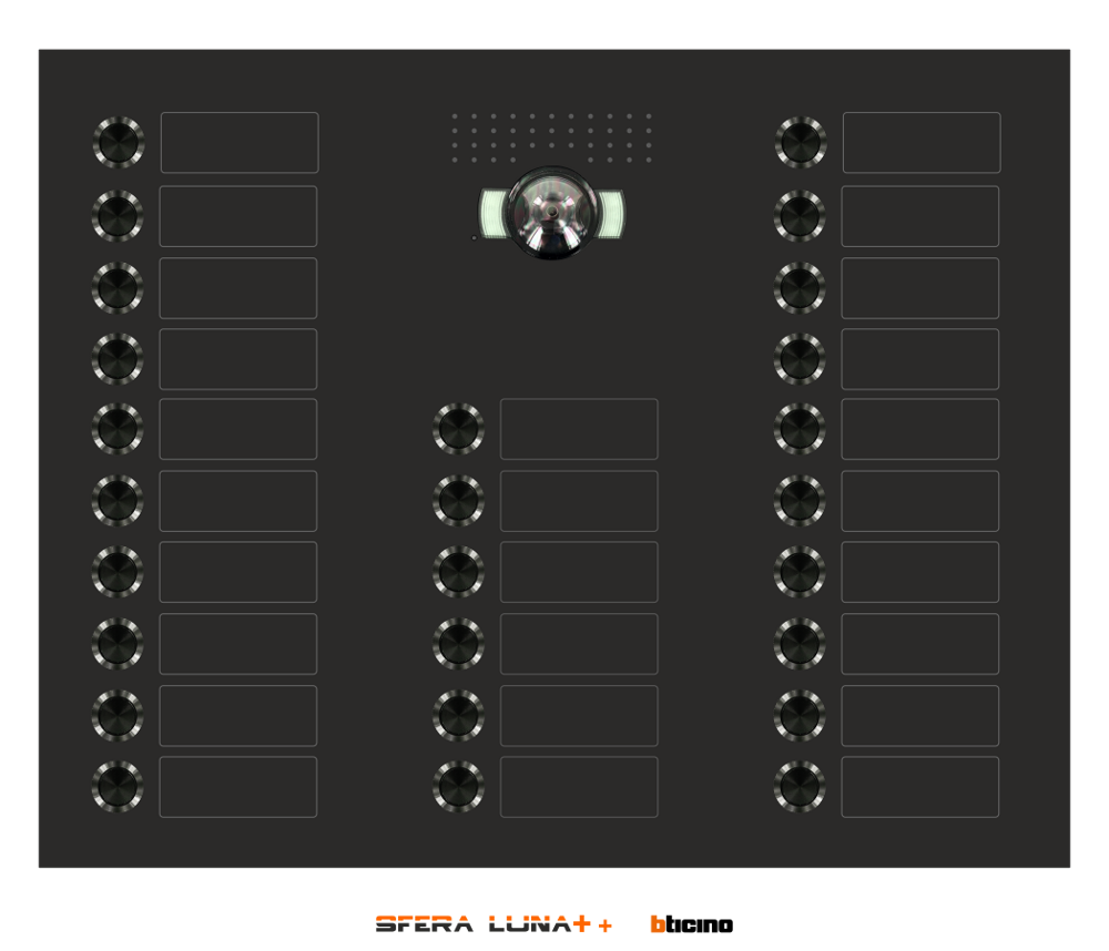 Platine de rue SFERA LUNA+ pour 17 -> 26 boutons de sonnette pour vidéo-parlophonie Bticino Platine de rue SFERA LUNA+ pour 17 -> 26 boutons de sonnette pour vidéo-parlophonie Bticino