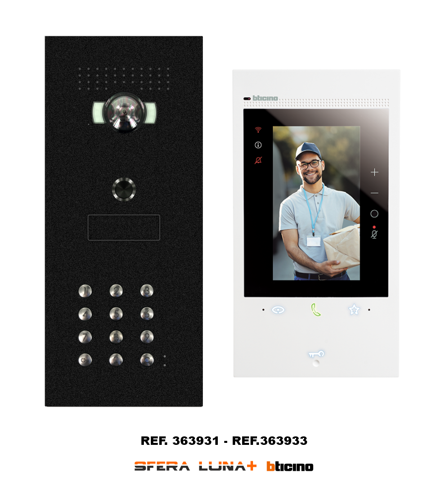 SFERA LUNA Kit 363931N – High-End Video Door Entry System with Classe 300EOS Indoor Unit