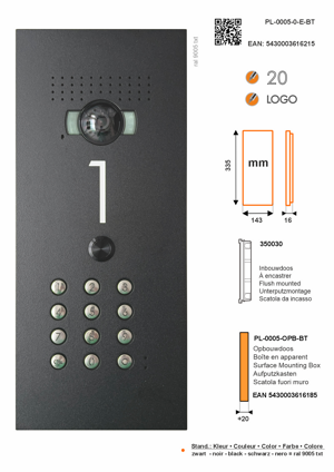 Sfera Luna Architektonische Frontplatte für Bticino – Hausnummergravur & Code-Tastatur