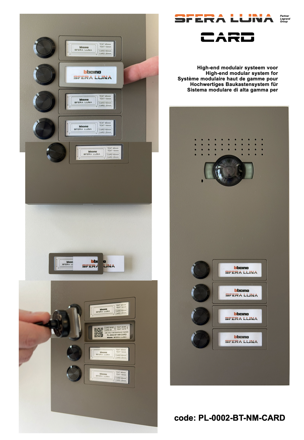 NAAMPLAATJE / NAAMSCHILD CARD voor SFERA LUNA Bticino  NAAMPLAATJE / NAAMSCHILD CARD voor SFERA LUNA Bticino