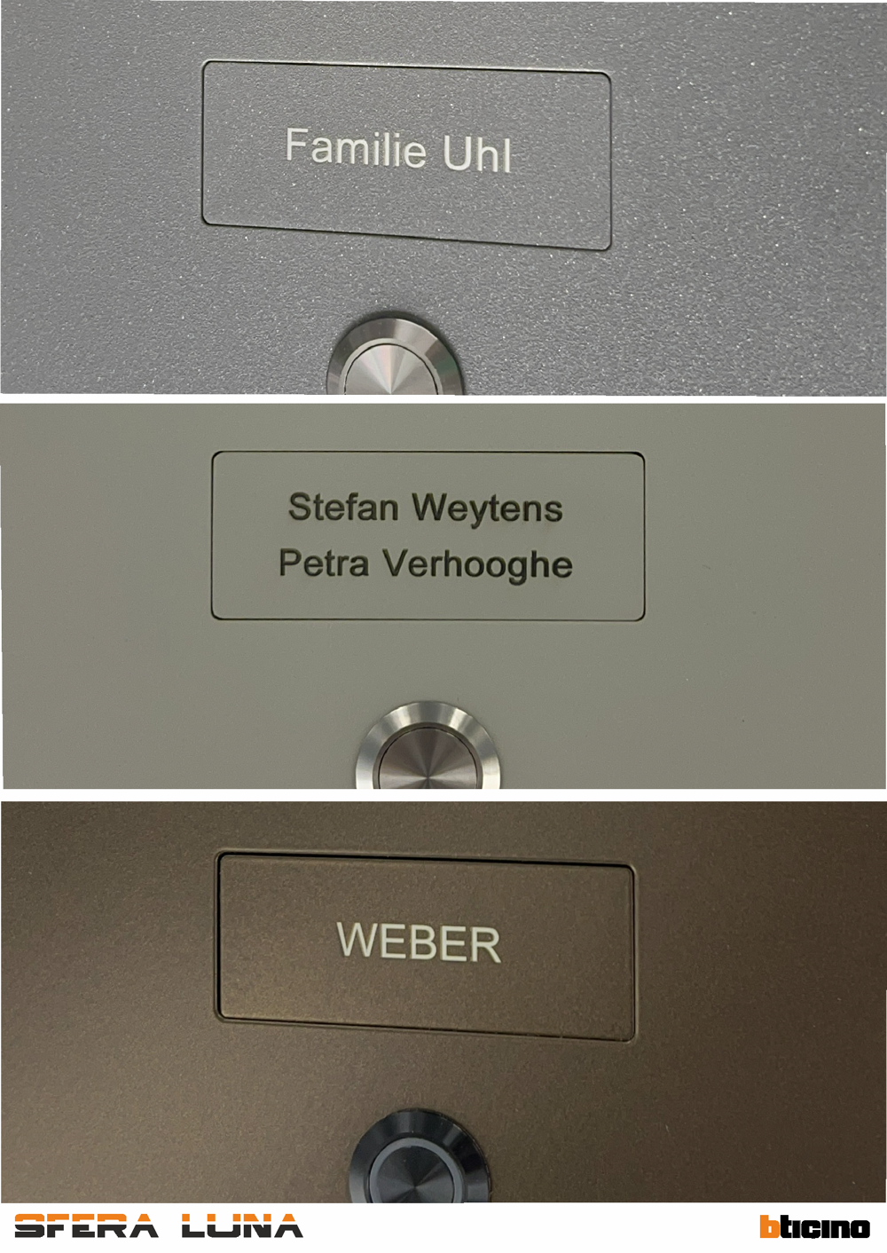Lasered Name tag for SFERA LUNA Bticino