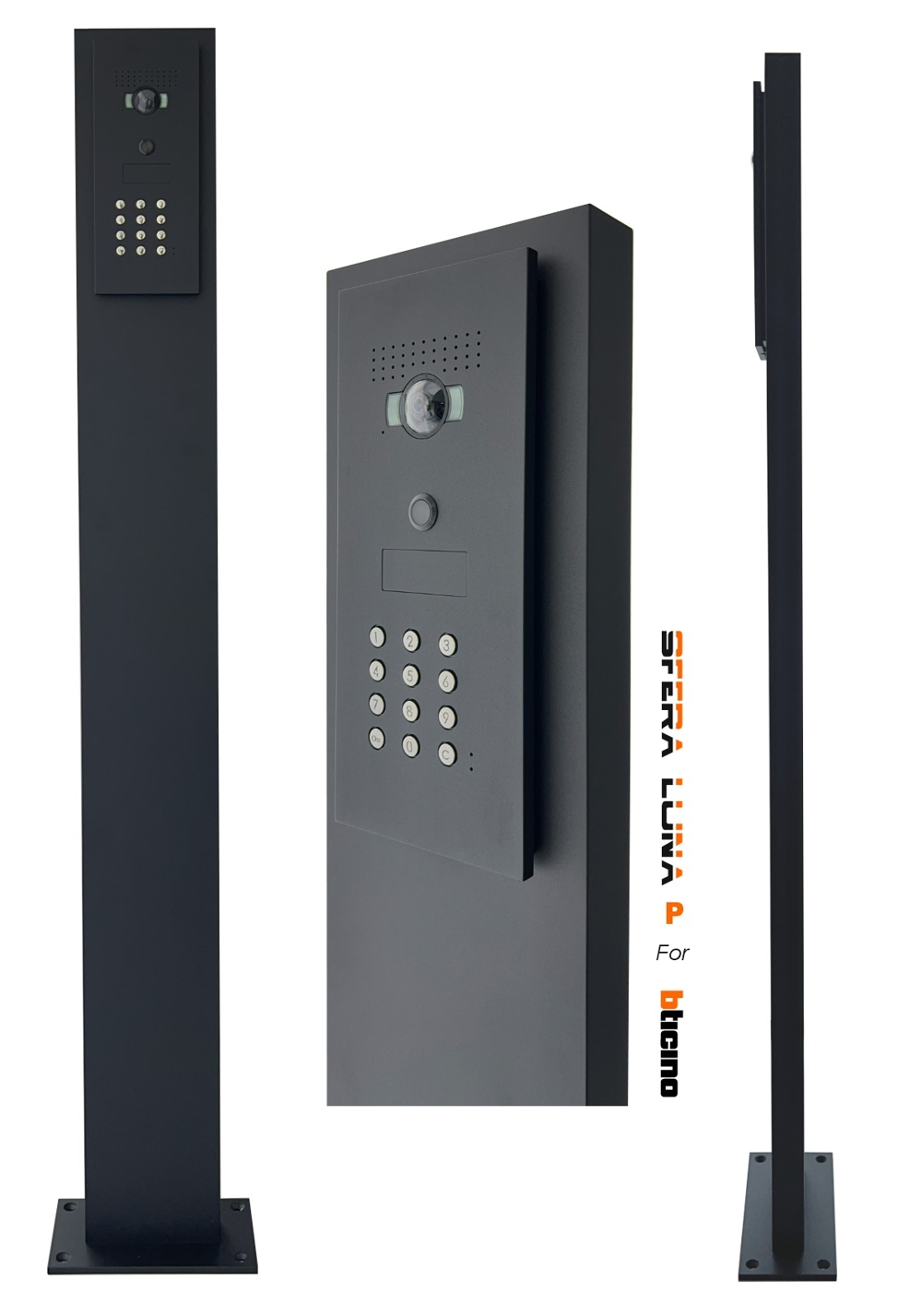 Video intercom and communication pedestal for BTicino Sfera Luna kits – for 1, 2 or 3 modules