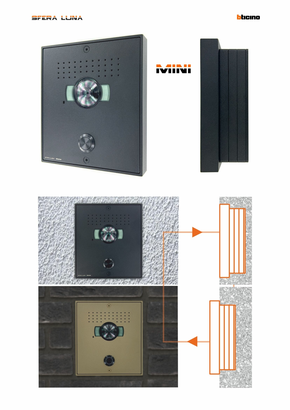 2 wires video entrance panel high-end SFERA LUNA MINI 01 Bticino 2 wires video entrance panel high-end SFERA LUNA MINI 01 Bticino