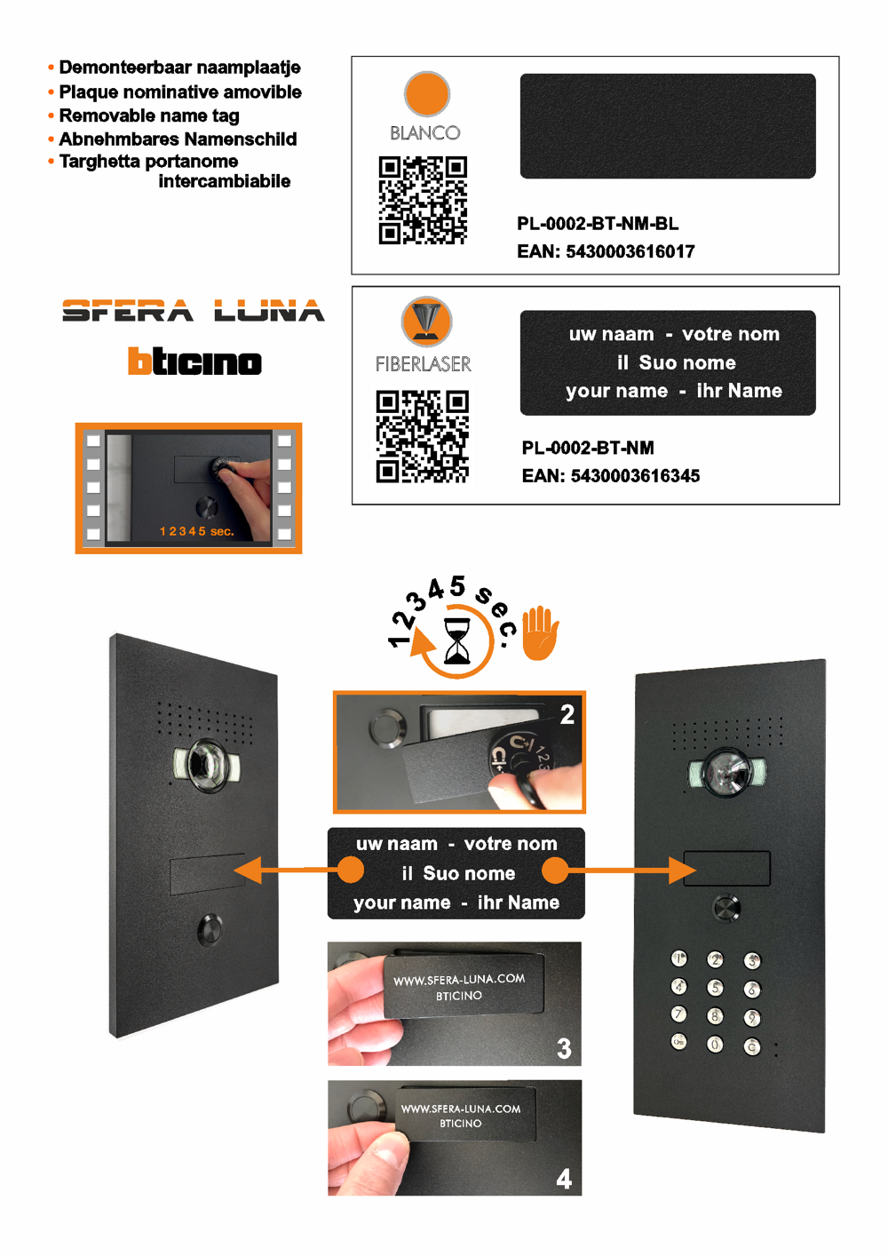 Lasergraviertes Namensschild – Sfera Luna
