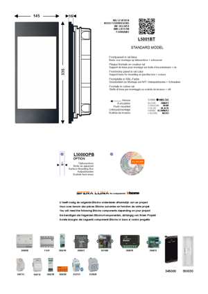 LUNA 5000 Premium Frontpaneel (voor Bticino 354000 Touchmodule)