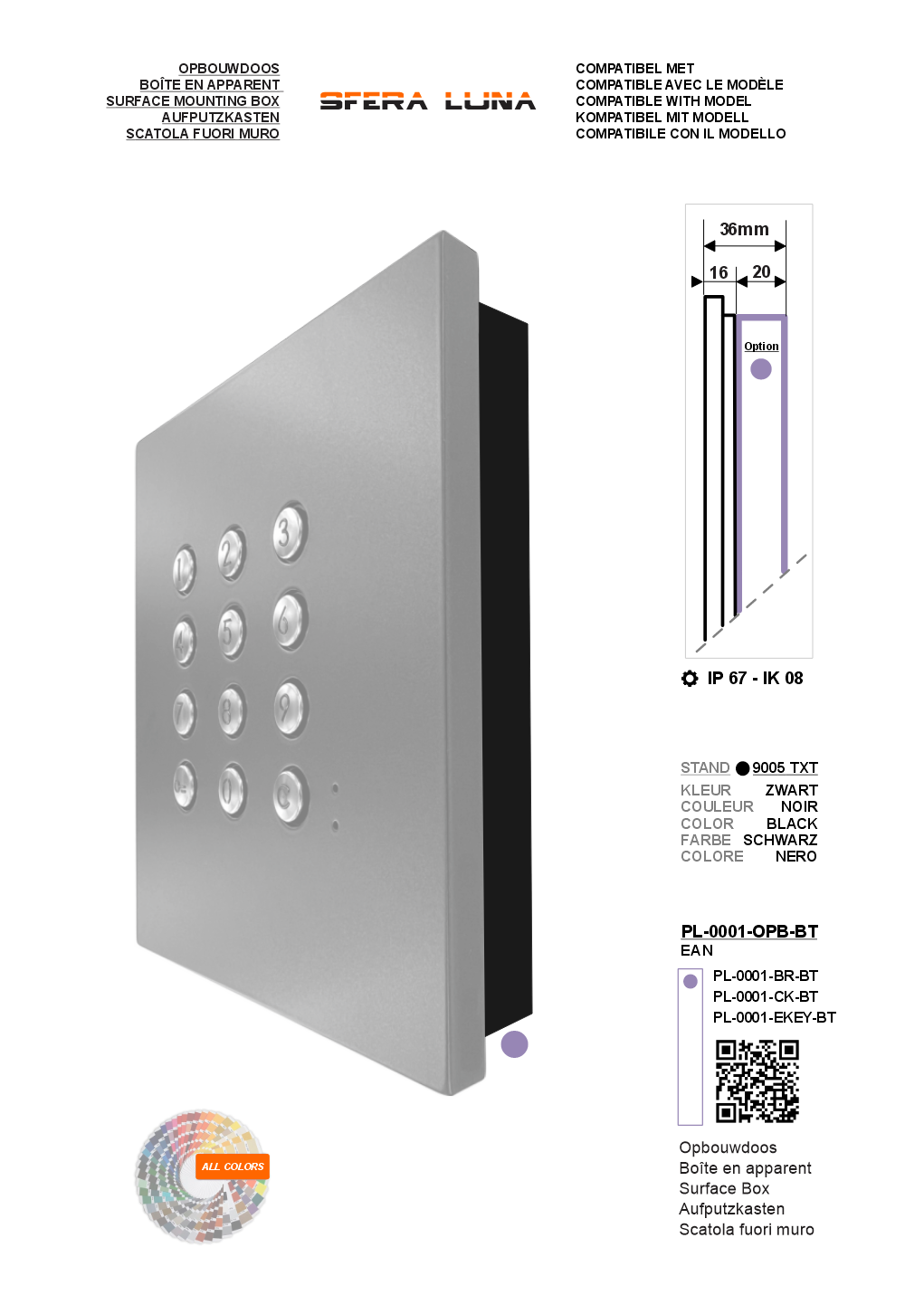 Scatola fuori muro  SFERA LUNA  1MODUL