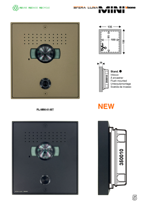 2 wires video entrance panel high-end SFERA LUNA MINI 01 Bticino 
