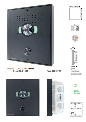 Pulsantiera videocitofono di alta gamma SFERA LUNA MINI 01 di Bticino