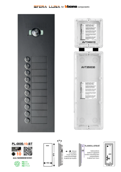 SFERA LUNA+10 BOUTONS Vidéo-parlophonie BTICINO