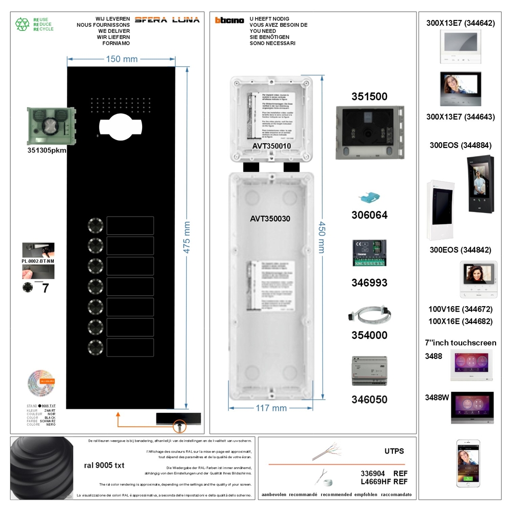 SFERA LUNA+7 Push-button Video Intercom System – High-End Bticino
