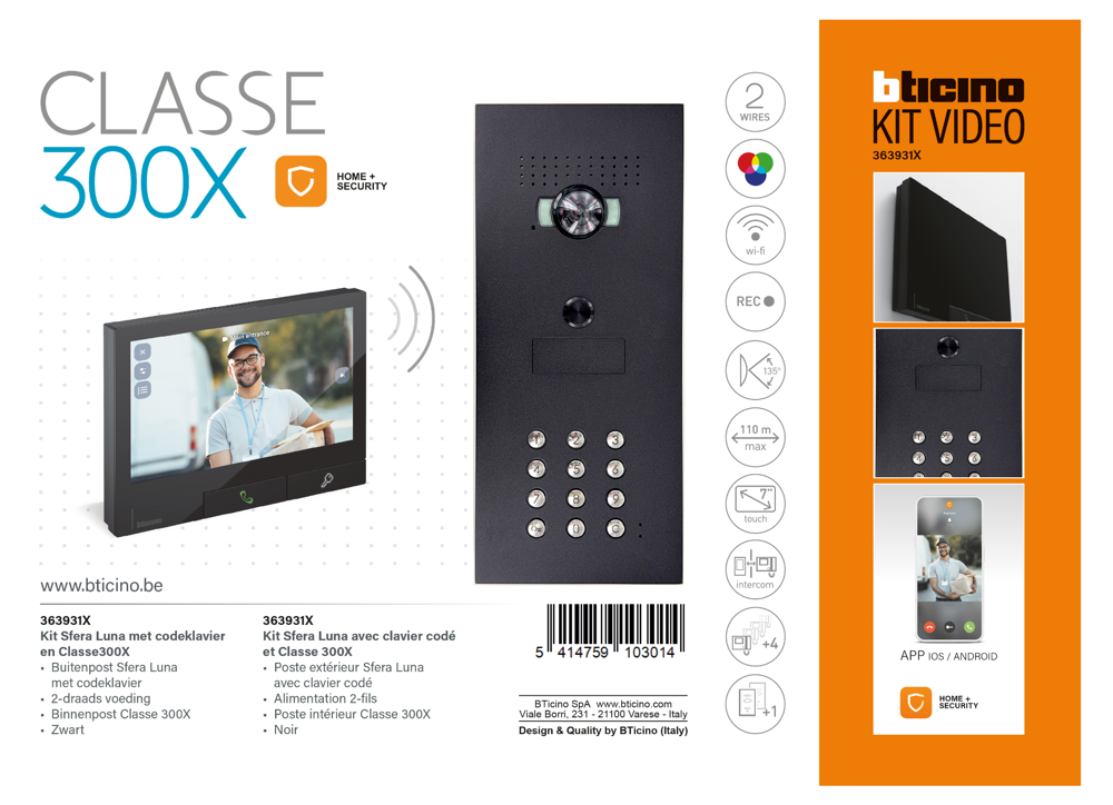 SFERA LUNA Kit 363931X – High-End Video Parlofonie met binnenpost 300X ZWART