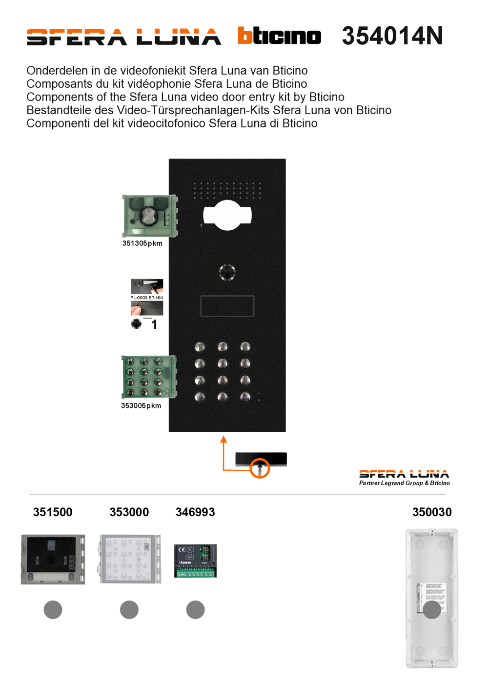 SFERA LUNA+ Kit 363931N – Videocitofono di fascia alta con unità interna Classe 300EOS (France)