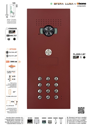 SFERA LUNA+1 push button code keypad Video Intercom High-End Bticino