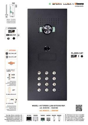 SFERA LUNA+1 Druckknopf-Codetastatur Video-Sprechanlage High-End Bticino