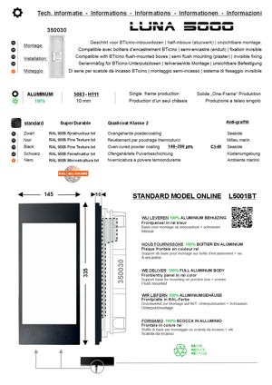 Façade LUNA 5000 Premium (pour le module tactile Bticino 354000)