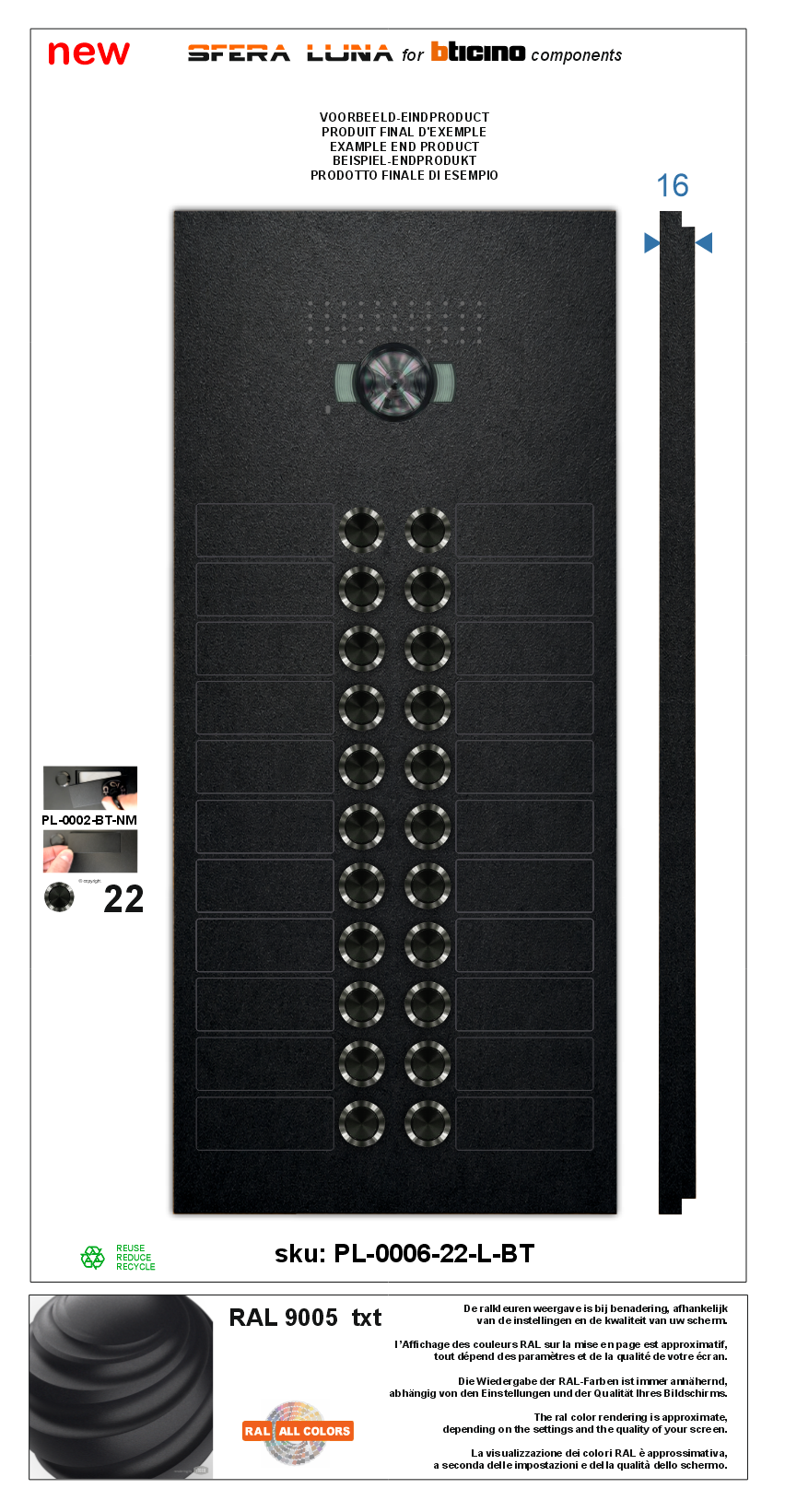 SFERA LUNA X 22  Push-buttons DOOR STATION VIDEO INTERCOM Bticino
