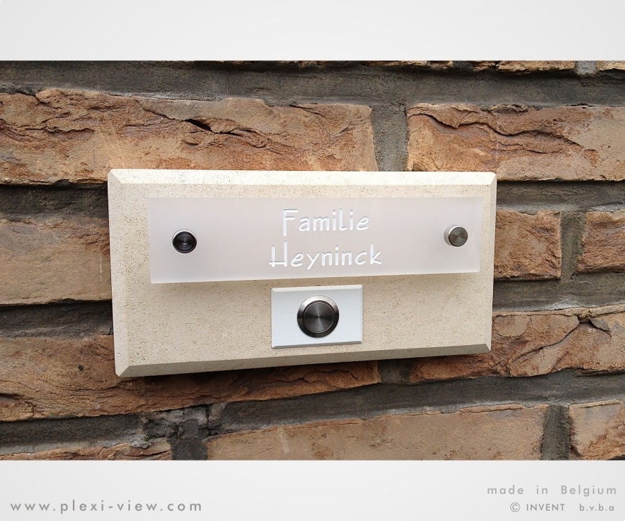 House sign design with natural stone & doorbell