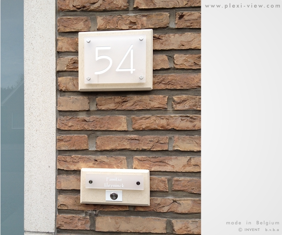 House sign design with natural stone & doorbell